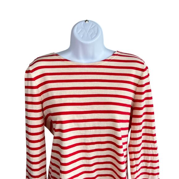 J.Crew Womens Striped T shirt with Bow Embellished Back Size Medium Holidays - Picture 2 of 8